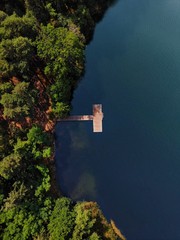 Platform on Lake from drone , colored