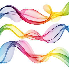 Set of colored transparent waves. Rainbow vector wavy waves. Design element eps10
