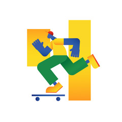 flat illustration of a boy on a skateboard