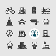 city infrastructure icons vector set