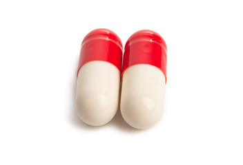 red-white capsules isolated