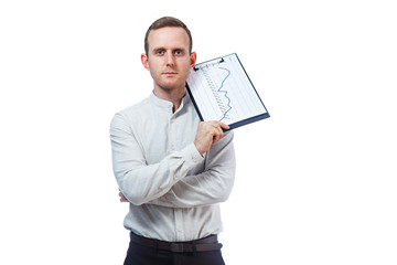 man businessman, a teacher, a mentor, study and sign documents a new Business Projects. Isolated on...