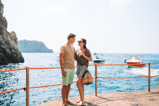 Young Couple In Emerald Grotto, Amalfi Coast