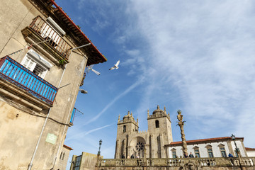View on the tower of the Porto Cathedral in Porto, Portugal
