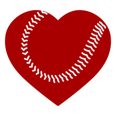 Heart shape baseball ball vector illustration isolated on white background 
