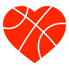 Heart shape basketball ball vector illustration isolated on white background 