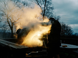 BBQ went wrong or burgers on fire