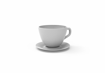 Cup of coffee. Isolated on white. Clipping path. 3D Rendering.