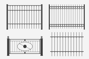 flat design metal fence set - 336507467