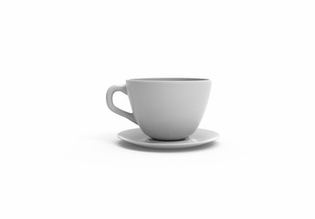 Cup of coffee. Isolated on white. Clipping path. 3D Rendering.
