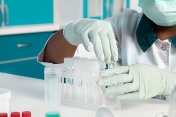 Work in hospital test lab. Troubleshooting novel coronavirus test kit. 2019 nCoV pcr patient...