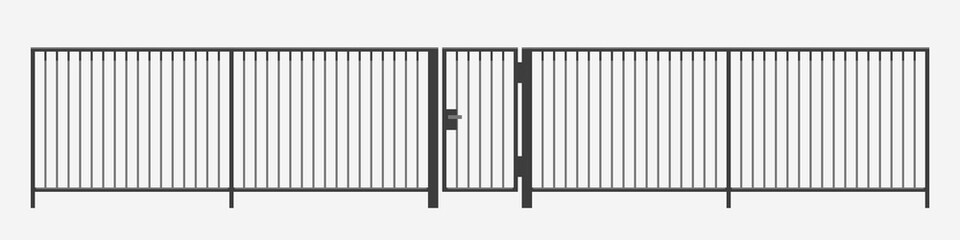 modern vertical bar metal fence - 336507630