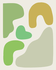 Minimal abstract mid century modern art vector illustration green and yellow