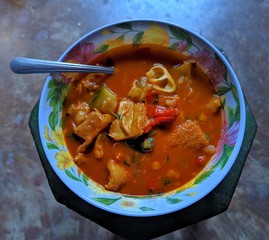 Beef stomach soup typical food of Guatemala