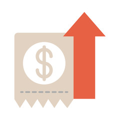 Obraz premium account bill arrow up, rising food prices, flat style icon