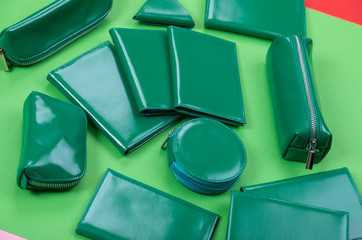 hand made green purse flat lay