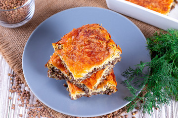 Lentil casserole with cheese