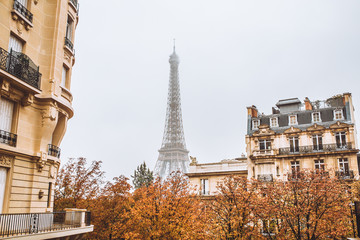 Empty gloomy view of Paris during quarantine during coronavirus epidemic - pandemic