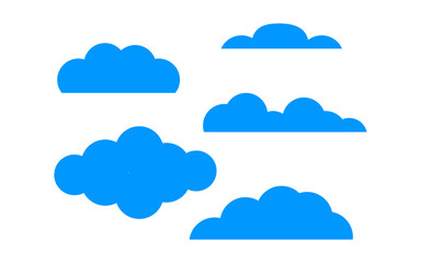 Set of Cloud Icons in trendy flat style isolated on blue background. Cloud symbol for your web site design, logo, app, UI. Vector illustration, EPS10.