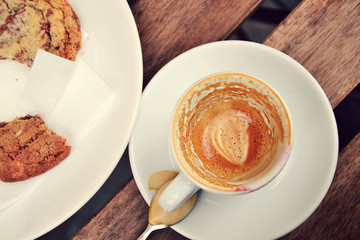 Empty espresso macchiato cup