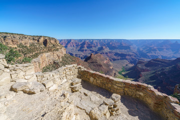 hiking the rim trail at the south rim of grand canyon in arizona, usa