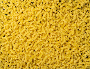 Raw Italian Fusilli Background. Egg Fusillo Pasta Texture