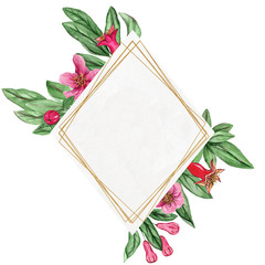 Watercolor frames with pomegranate for wedding cards, romantic prints, fabrics, textiles and scrapbooking. - 336517264