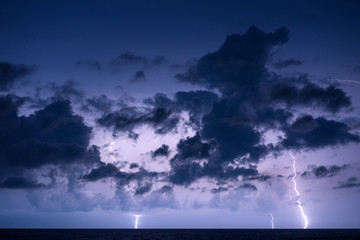 Lightnings and dark clouds over the Black sea