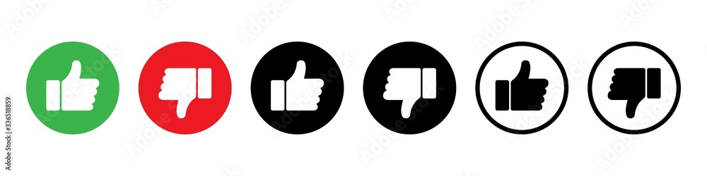Poster thumb up thumb down vector isolated icons. social media app. design element set. feedback sign. posi