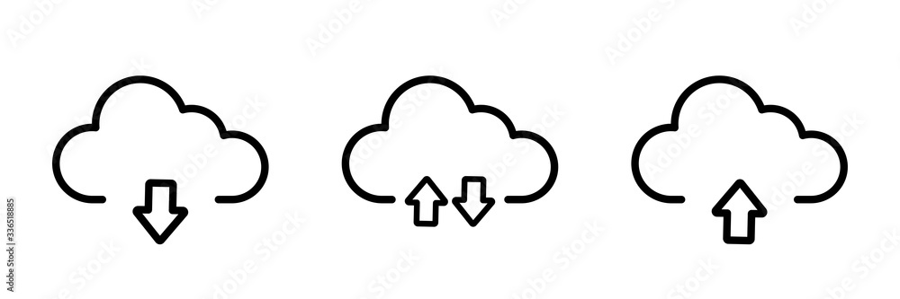 Aufkleber cloud download vector isolated icon. vector linear isolated technology signs. global network connect