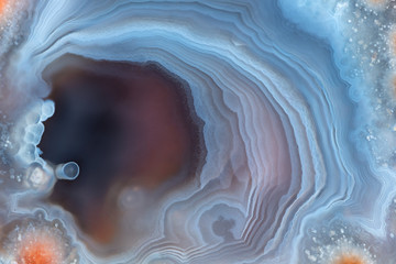 Full-screen texture of red-blue agate with a striped structure - obrazy, fototapety, plakaty