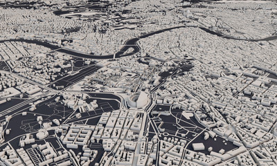 Rome, Italy city map 3D Rendering. Aerial satellite view.