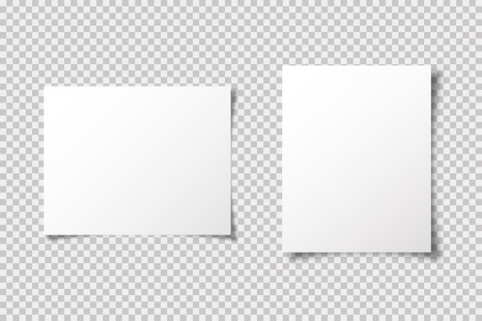 A4 paper mockup vector template with shadow isolated on transparent background. Graphic element. Blank paper mockup vector design. Web banner.