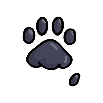 Cute Cartoon Grey Dog Paw With Claw Print Vector Clipart. Wildlife Animal Foot Print For Dog Lovers. Stylized Fun Kids Nature Trail. Illustration Mark. Isolated Walking Print. EPS 10. 