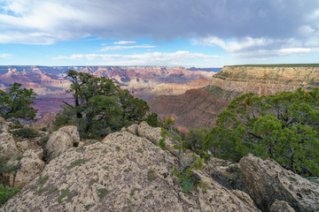 maricopa point on the rim trail at the south rim of grand canyon in arizona, usa