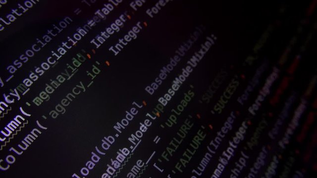 Fast Scrolling Software Code On A Computer Display