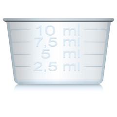 Illustration of object packaging dosing cup for cosmetic, medicine, supplement and vitamins. Ideal for catalogs, newsletters and 3D packaging catalogs