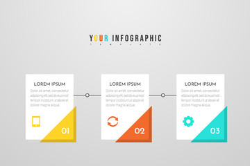 Infographic design with icons and 3 steps or options. Can be used for info graphics, flow charts, presentations, web sites, banners, printed materials. Vector illustration.