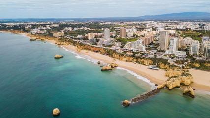 Aerial view of the beaches of Portimão, Algarve, Portugal
