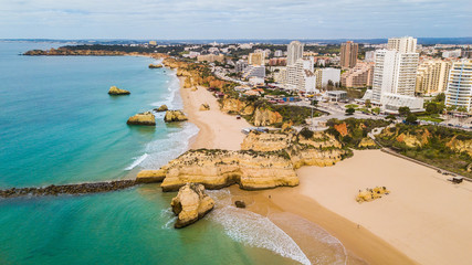 Aerial view of the beaches of Portimão, Algarve, Portugal
