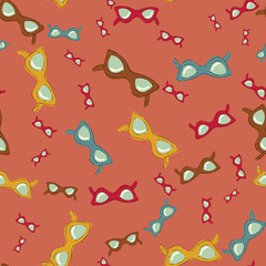 Vector orange seamless pattern with colorful glasses.