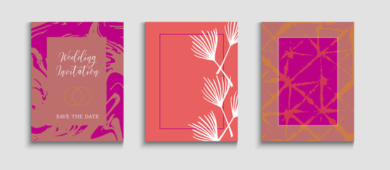 Abstract Hipster Vector Banners Set. Cool Olive Leaves Invitation 