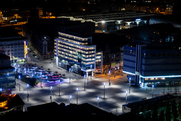 Fototapeta na wymiar Katowice city center - evening time - market square