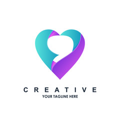 abstract love logo gradient design template
