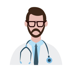 online doctor, physician professional with stethoscope consultant medical protection covid 19, flat style icon