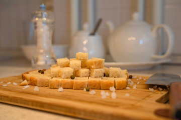 Rusk bread on the cutting board