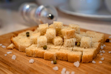 Homemade rusk bread on the cutting board