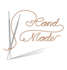 Knitting Needles with natural thread. Hand Made. Vector illustration - 336527635