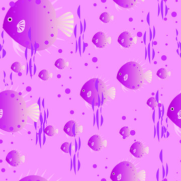 Sea Pink Fish Pattern Background Seamless © Michel M.