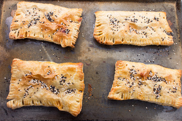 A delicious tuna patty with sesame seeds